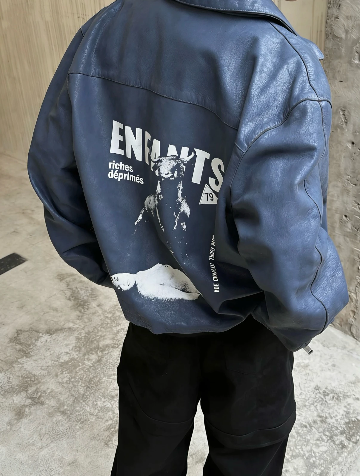 

Кожаное пальто Any Bull Rich Second Generation осенне-зимнее синее унисекс с длинными рукавами, не деформируемое