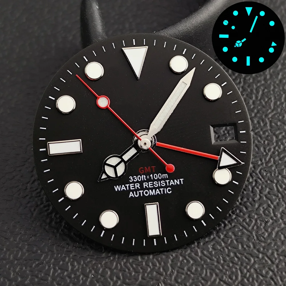 28,5 mm GMT-Uhrenzifferblatt, Zeiger BW9, leuchtend, geeignet für NH34-Uhrwerke, Uhrenzubehör, Uhrenmontage – Detail 1