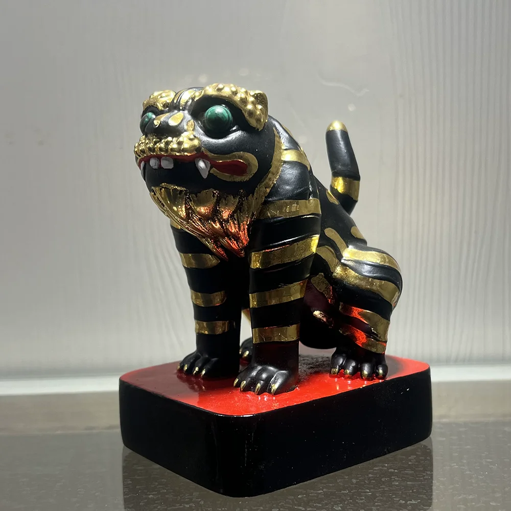 Tiger God Statue, Camphor Wood Hand-Carved Hu Ye Figurine, Marshal Under the Altar Polychrome Sculpture for Home Altar, Taiwan F