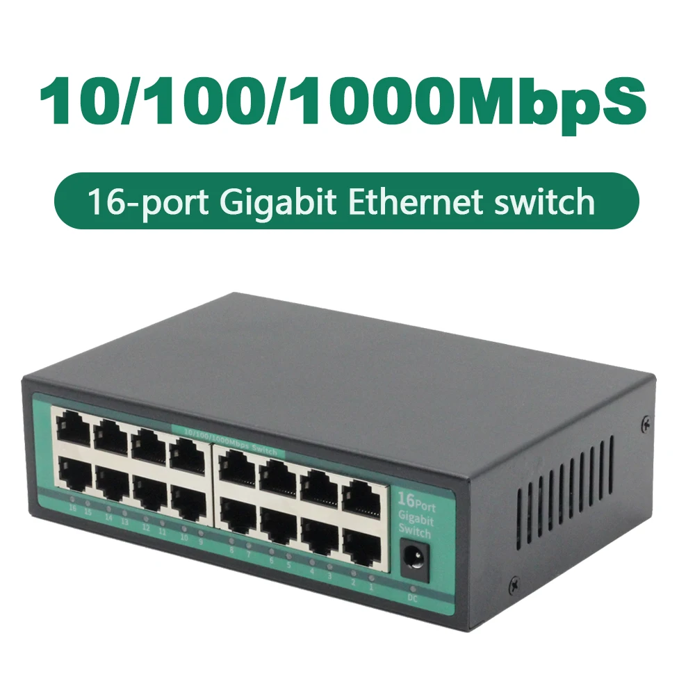 

16-портовый коммутатор Gigabit Ethernet, сетевой коммутатор 1000 Мбит/с, распределитель для Интернета RJ45 с возможностью подключения к работе