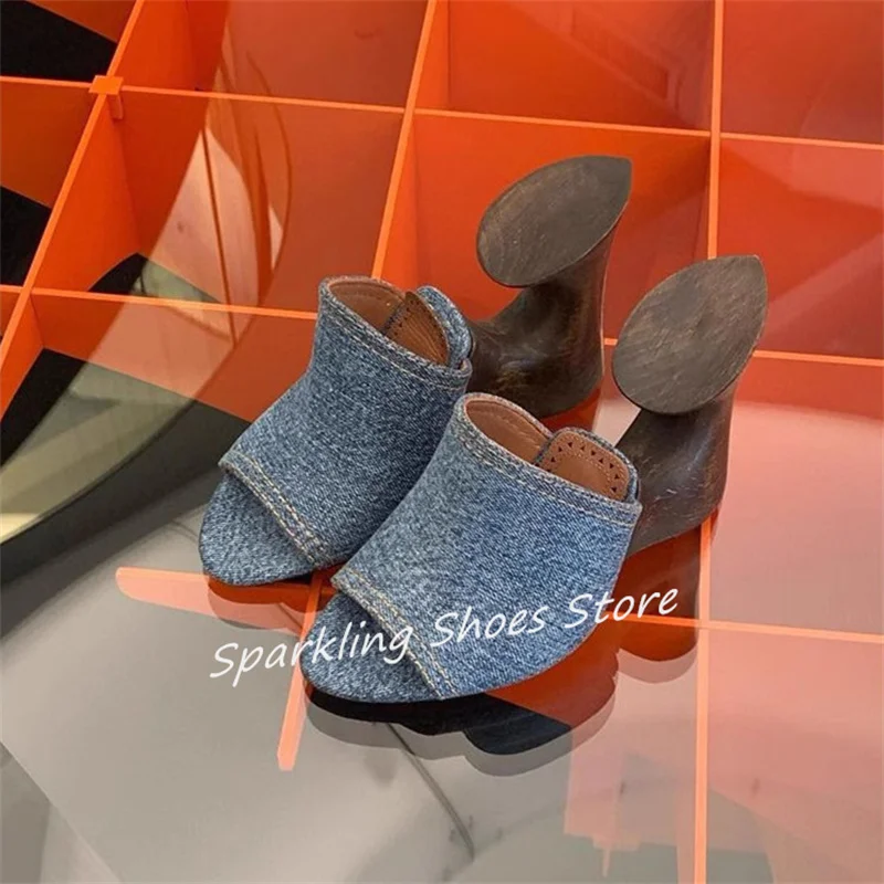 

Summer Peep Toe Strange Heel Wedges Women Slippers Fashion Design High Heel Slingback Pumps Ladies Catwalk Dress Mules