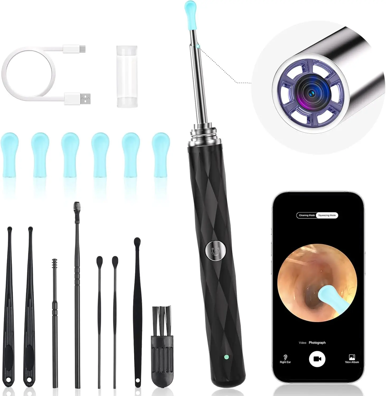 

Wireless Ear Cleaner with HD Camera, Safe Ear Wax Removal Kit for iOS/Android