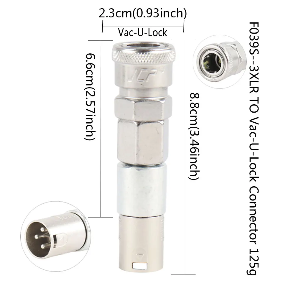 Machine Attachements Vac-u-lock Connector Adapter Change To 3XLR Interface