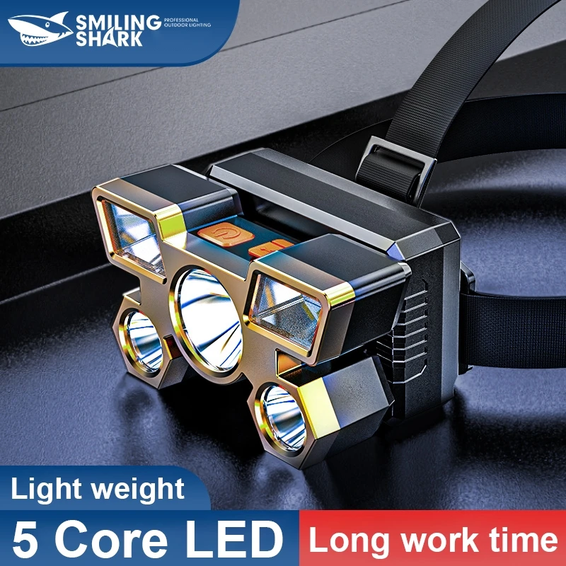 

1PCS SMILINGSHARK K71 Rechargeable Headlamp, Super Bright 5 LED Headlight, for Outdoor Camping, Running, Night Fishing
