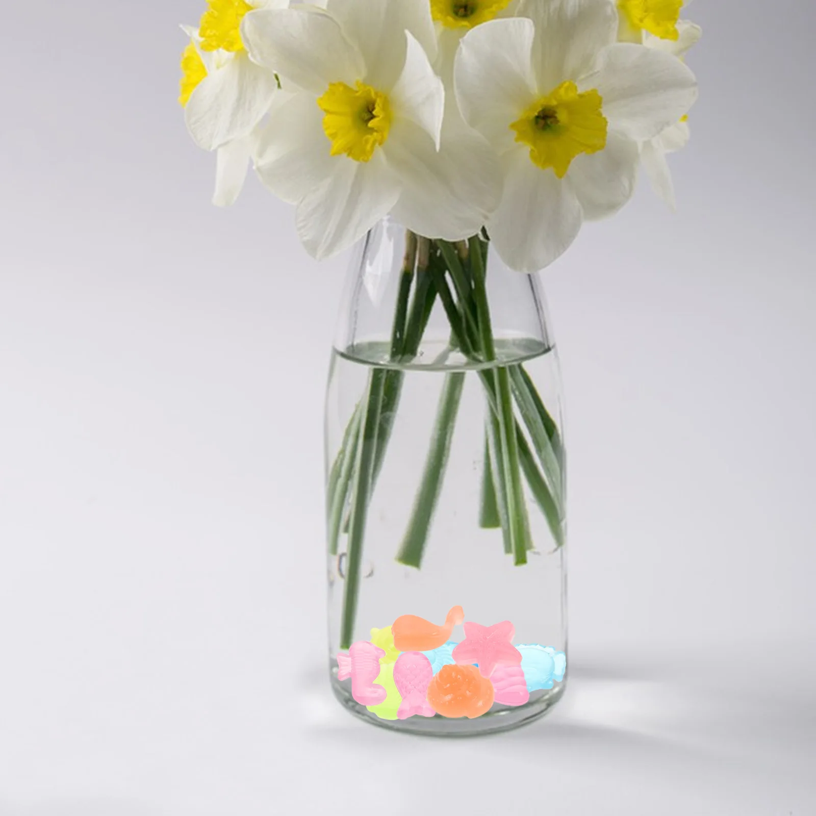 

300Pcs Resin Marine Animal Pebbles for Aquarium - Glowing Small Gravel Decor - Enhanced Underwater Landscape with Soft Glow