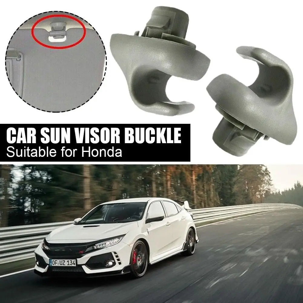 2pcs Sun Visor Clip Hook Gray Bracket Car Grey Holder For Honda 1996-2004 88217S01A01ZA, 88217S04003ZA E4Y7