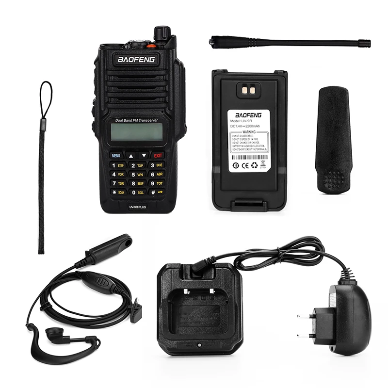 Baofeng UV-9RPlus1 Large-Capacity Battery High-Power 8W Waterproof V U Dual-Band Handheld  Walkie Talkie with Headset