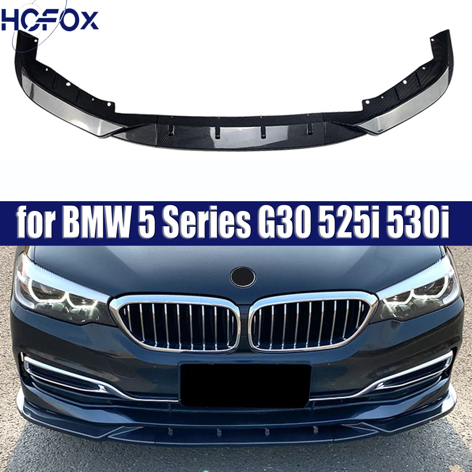 

Car Front Bumper Lip Spoiler Diffuser Splitters Cover Guard Trim for BMW 5 Series G30 525i 530i 2017-2020
