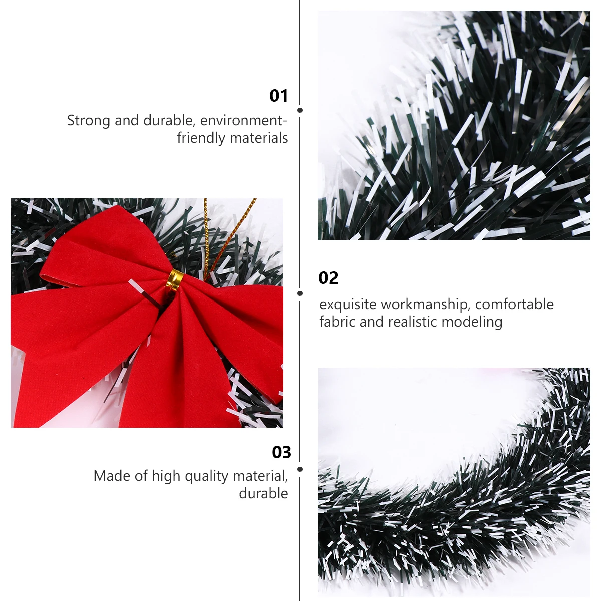 

2 pcs Door Hanging Decorative Garland Christmas Wreath Round Wall Decor Festive Party Home Wedding Gifts