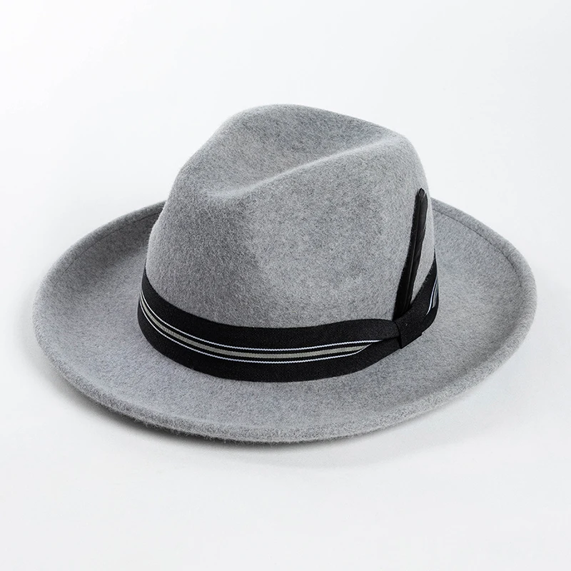 

New Fedora Hat for Women 100% Wool Vintage Panama Trilby Hats Vintage Curved Brim Gentleman Party Jazz Hat Chapeau Femme