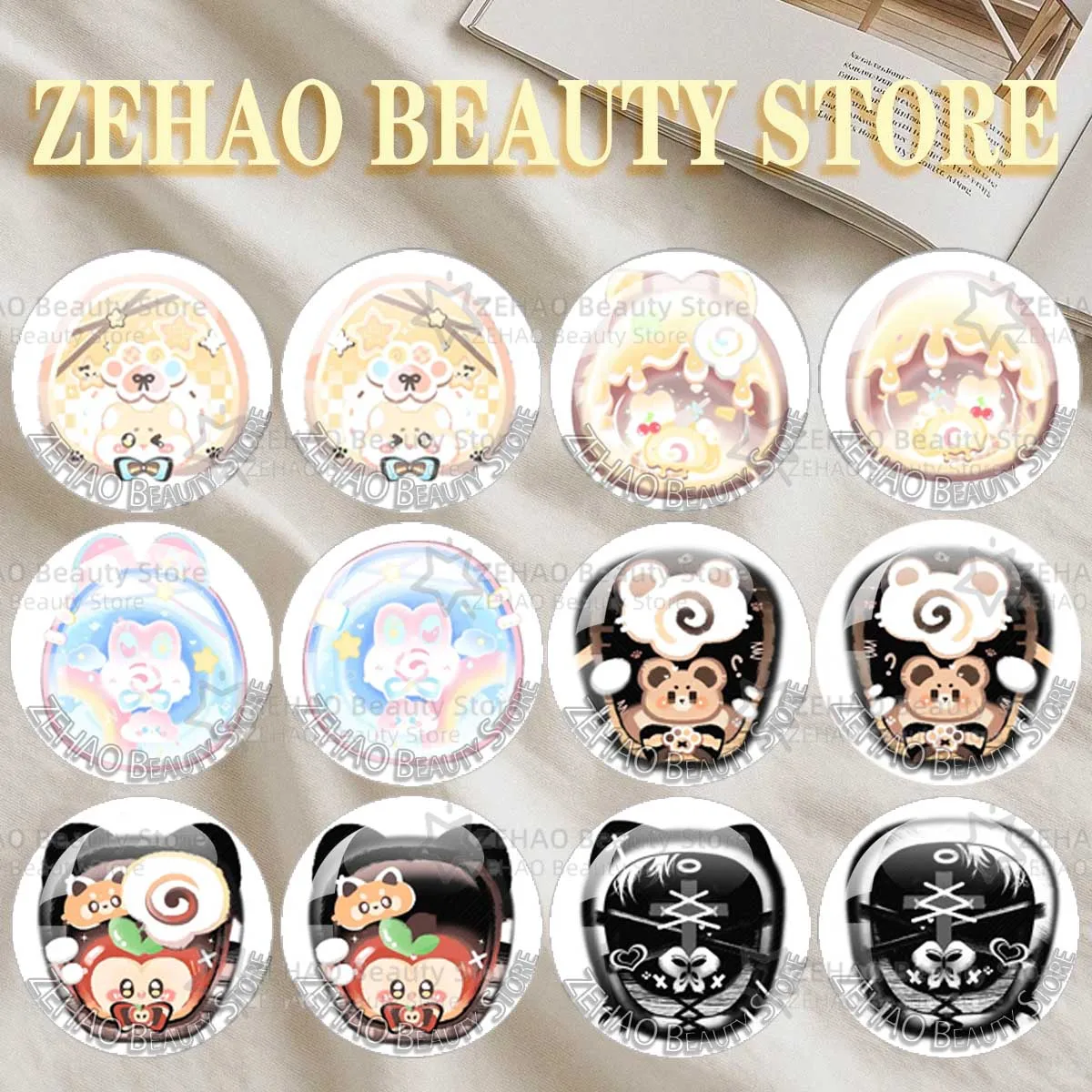 12Pcs Eye Select Size 10MM-40MM Glass Cabochon Sweet and Fun Doll Series Eye DIY Blyth Doll Accessories JD028