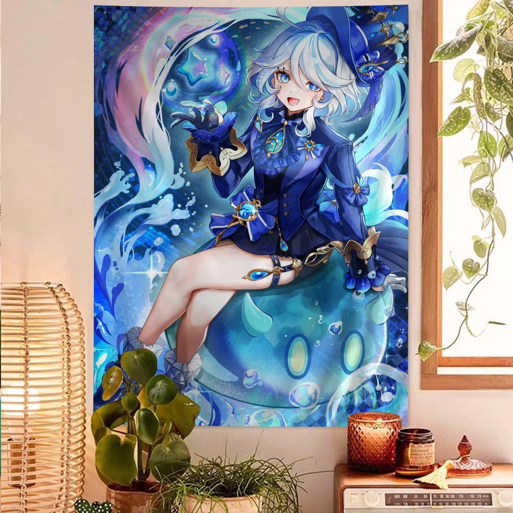

enshin Impact Furina Hippie Wall Hanging Tapestries Bohemian Wall Tapestries Mandala INS Home Decor