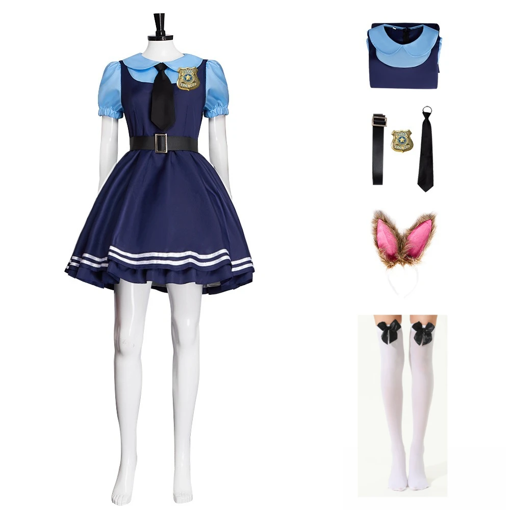

Crazy Animal Judy Girls Hopps Halloween Cosplay Costume for Kids City Rabbit Police Officer Zoo Costume Fancy Dress Up Gifts