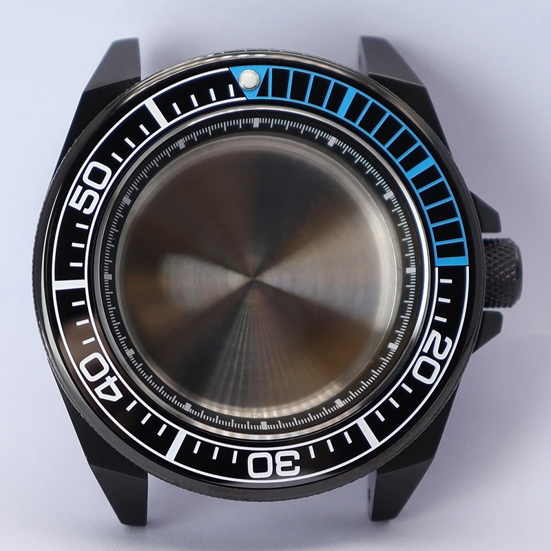 

43mm Black Watch Case Sapphire Glass Ceramic Bezel For NH35 NH36 NH34 NH38 4R36 Movement Modified King Samurai Watch Accessories