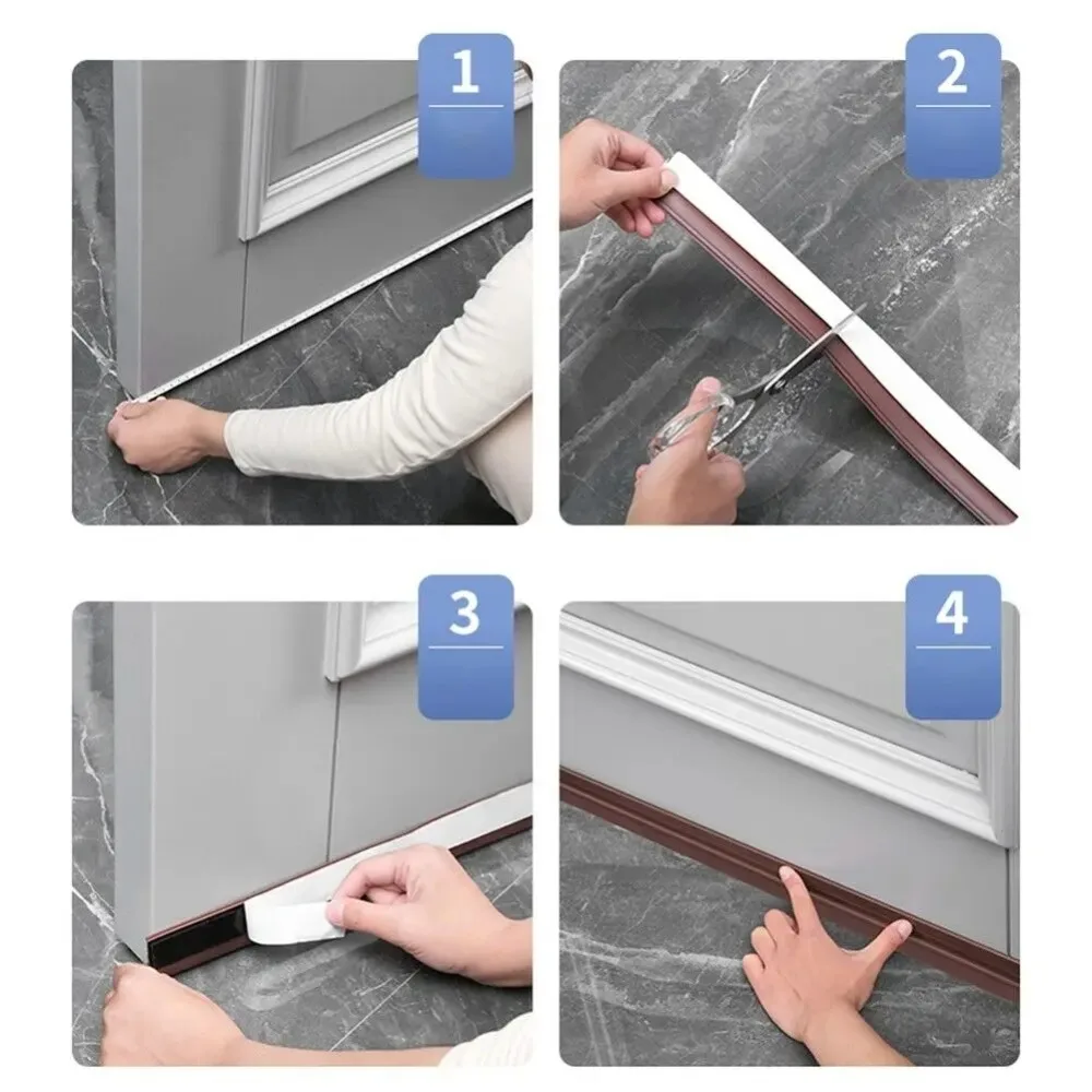 Creative Flexible Under Door Weatherstrip Anti-Cold Soundproof Door Bottom Seal Strip Self Adhesive Windproof Door Draft Stopper