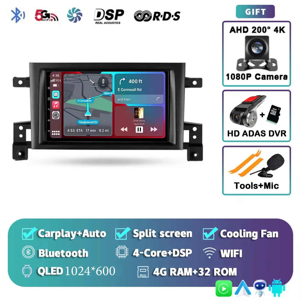 NAVIRELAX 7 zoll Für Suzuki Grand Vitara 3 2005 - 2015 2K 12 + 256 QLED Android 14 CarPlay Auto radio Multimedia Video Player GPS stereo Kopf 6