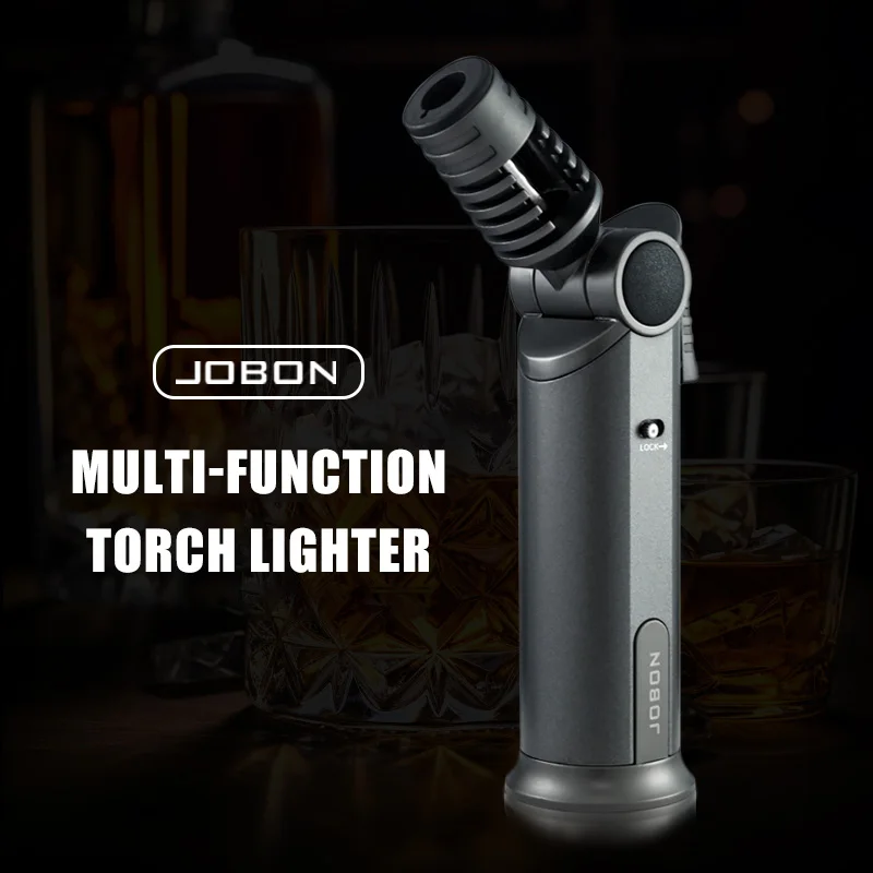 JOBON High Temperature Torch Lighter  Rotate The Nozzle At Any Angle Ignition Lock Fire Design Inflatable Lighter Camping Tool