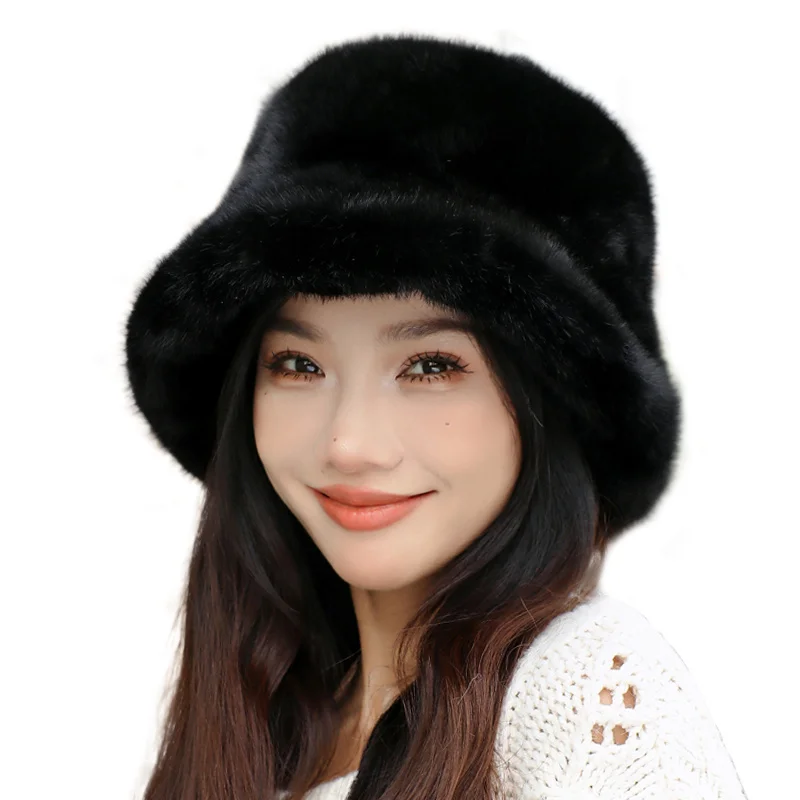 

Women's Bucket Hat Fluffy Faux Fur Hat For Women Luxury Plush Fisherman Hat Warm Winter Hat Thicken Cold Snowy Day Panama Cap