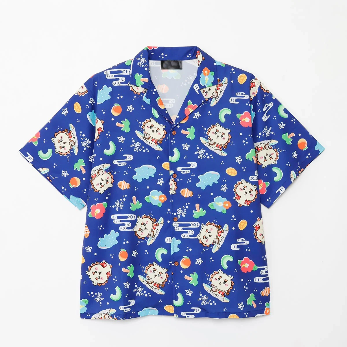 Chiikawa Shisa Hawaiian Shirt Unisex Summer Cartoon Full Print Short Sleeve Lapel Button Up Beach Vacation Casual Streetwear Top