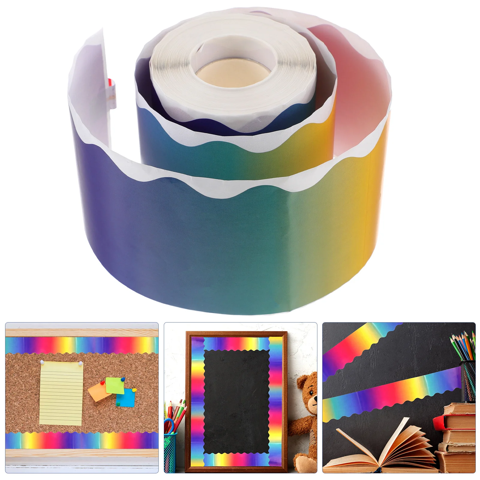 

Gradient Rainbow Stickers Copper Plate Self Adhesive Classroom Decor Bulletin Board Borders Practical Teacher Supplies School