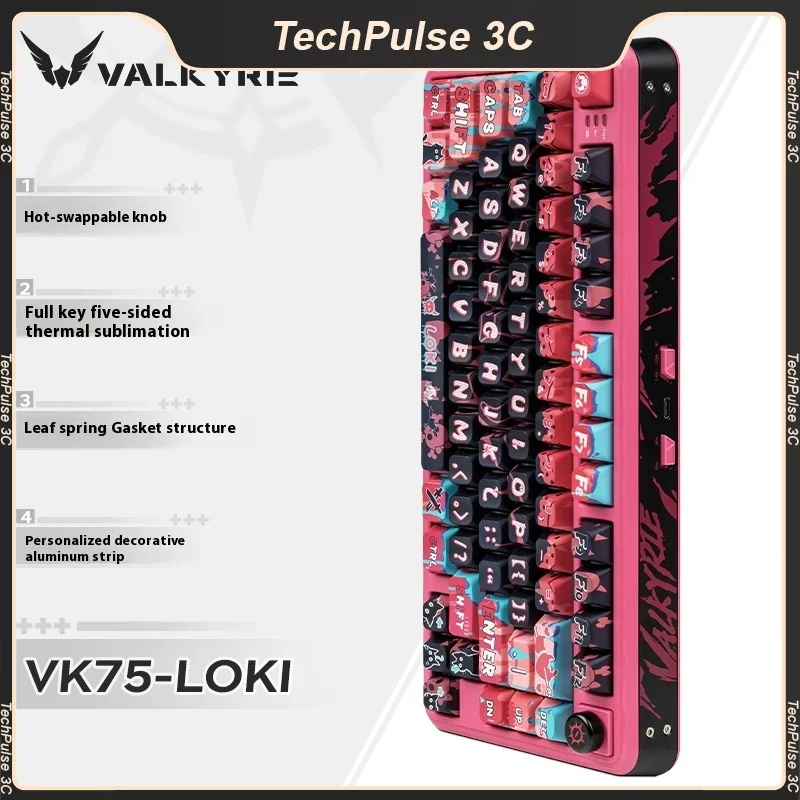 

VALKYRIE VK75 Механическая клавиатура Беспроводная Bluetooth Трехрежимная 2,4G USB RGB Пользовательская горячая замена Ноутбук ГеймерПК Игровая клавиатура Подарок