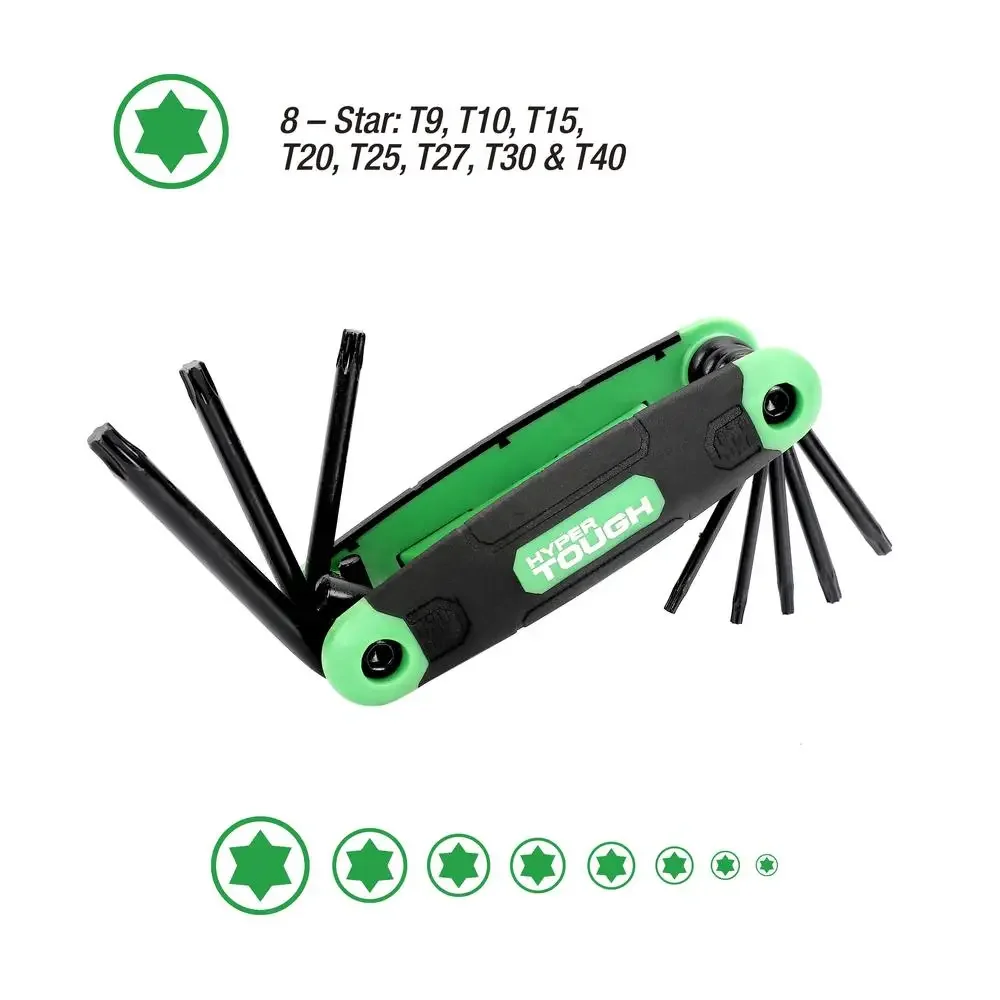 3-Pack Folding Hex Key Set SAE Metric Star 1272V Heavy-Duty Steel Nonslip Grip 9 SAE Hex 8 Metric 8 Star Sizes Color Coded Easy