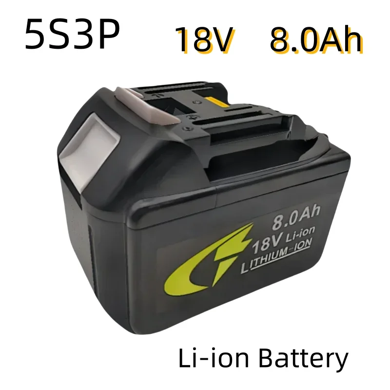 충전식 리튬 이온 배터리, Lpega 호환 가능, 18V, 8000mAh, 5S3P, 100% 배터리, BL1860, BL1850, BL1830 등, 전동 공구