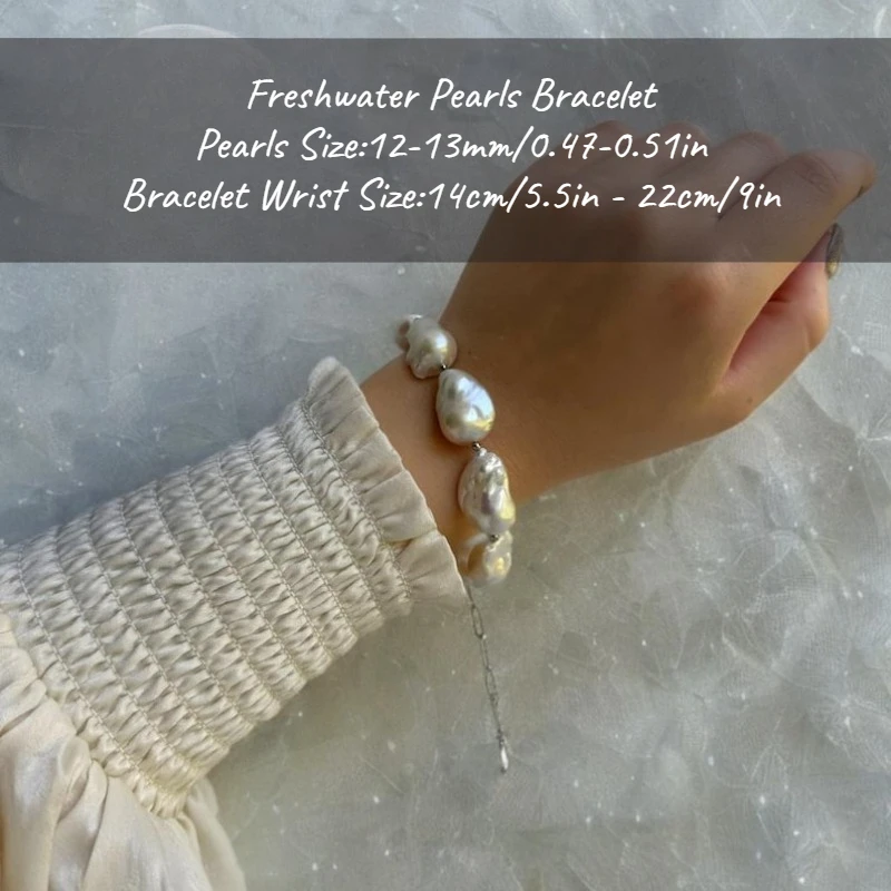 

MYSOYA Large Baroque Pearl Bracelet 12-13mm With Gift Box For Her/Him Perfect Birthday/Wedding/Christmas/New Year'Gifts