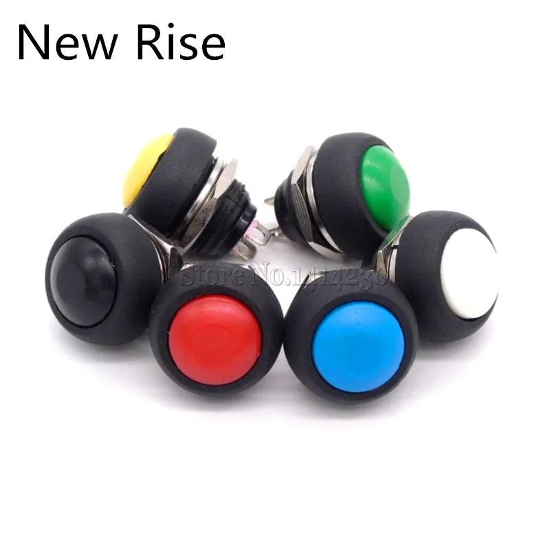 Horn switch PBS-33B 2Pin Mini Switch 12mm 12V 1A Waterproof momentary Push button Switch since the reset Non-locking