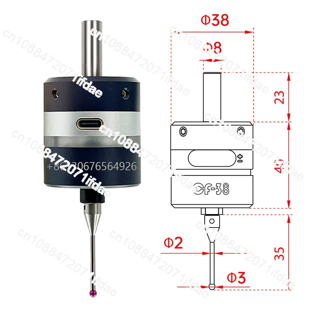 Trigger 3D Edge Finder Machining Center CNC Milling Machine Three-coordinate Precision Probe Centring Rod Tool Setter CF-38