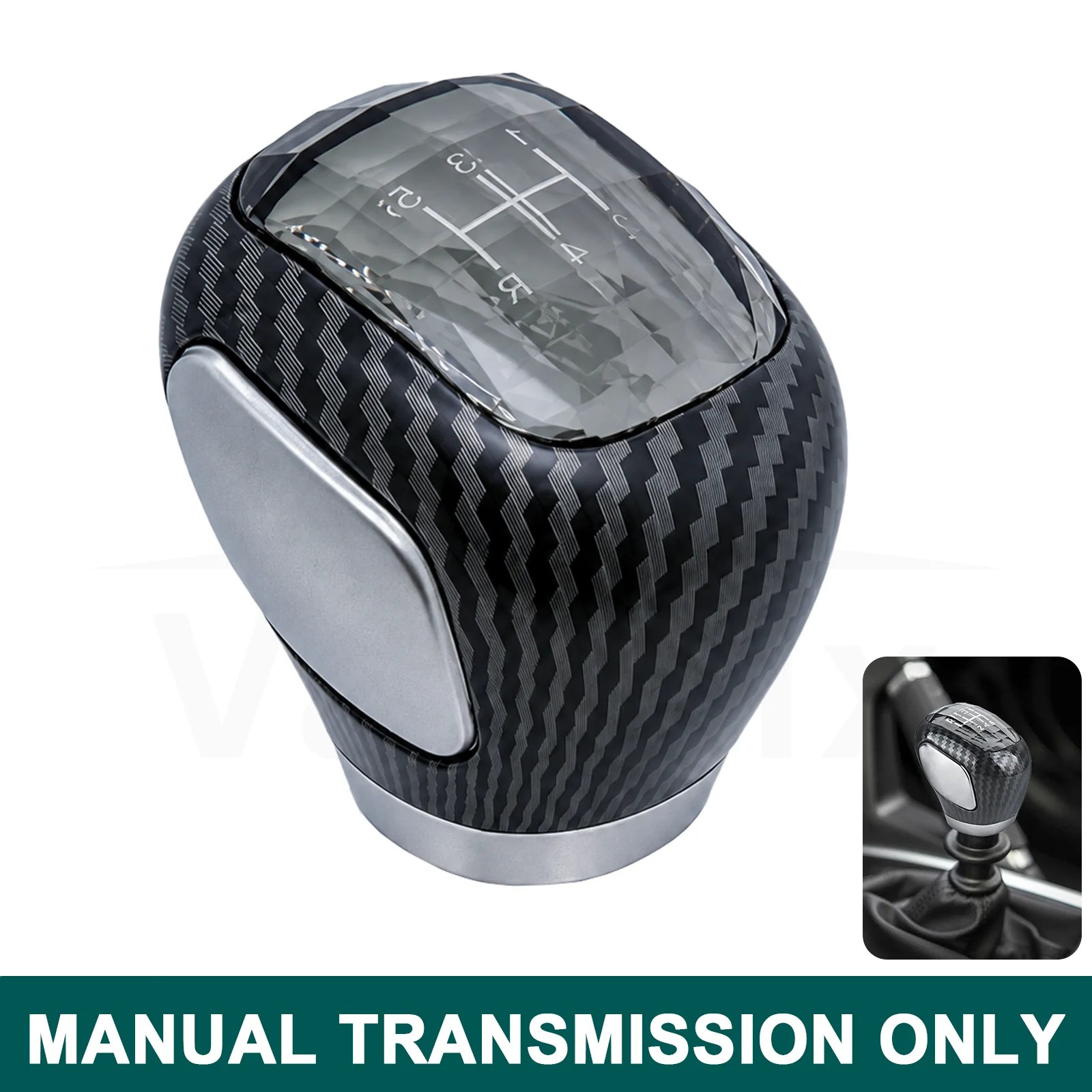 Crystal Gear Shift Knob For Manual Cars 5/6 Speed 135-24R R135-246 7 Color LED Light 8mm 10mm Threaded Mount Interior Upgrade