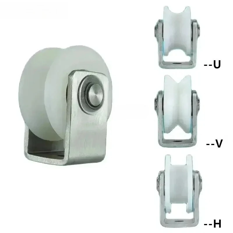 1pc Nylon U/V/H Pulley Equipped with Stainless Steel Bracket Sliding Door and Window Pulley Household Hardware Accessories