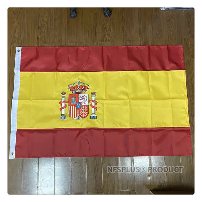 Embroidered Spain Flag Outdoor Durable Waterproof Thicken Oxford Fabric 90x150cm Home Garden National Spanish Flags Banners