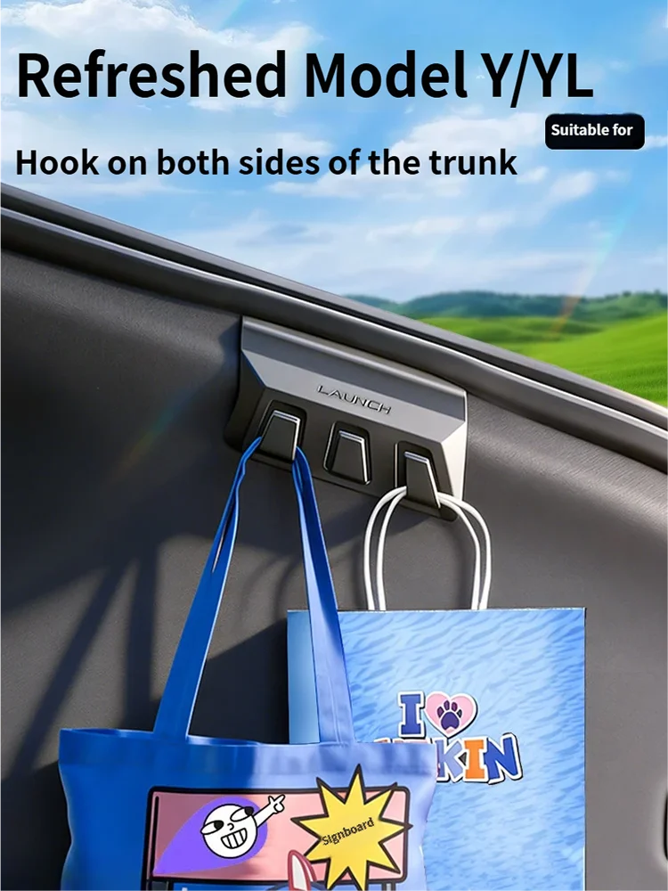 

For Tesla Model YL Y 3 2025 2026 Launch Rear Trunk Hook Hidden Organizer Umbrella Bag Hanger Storage Car Accessories 2pcs