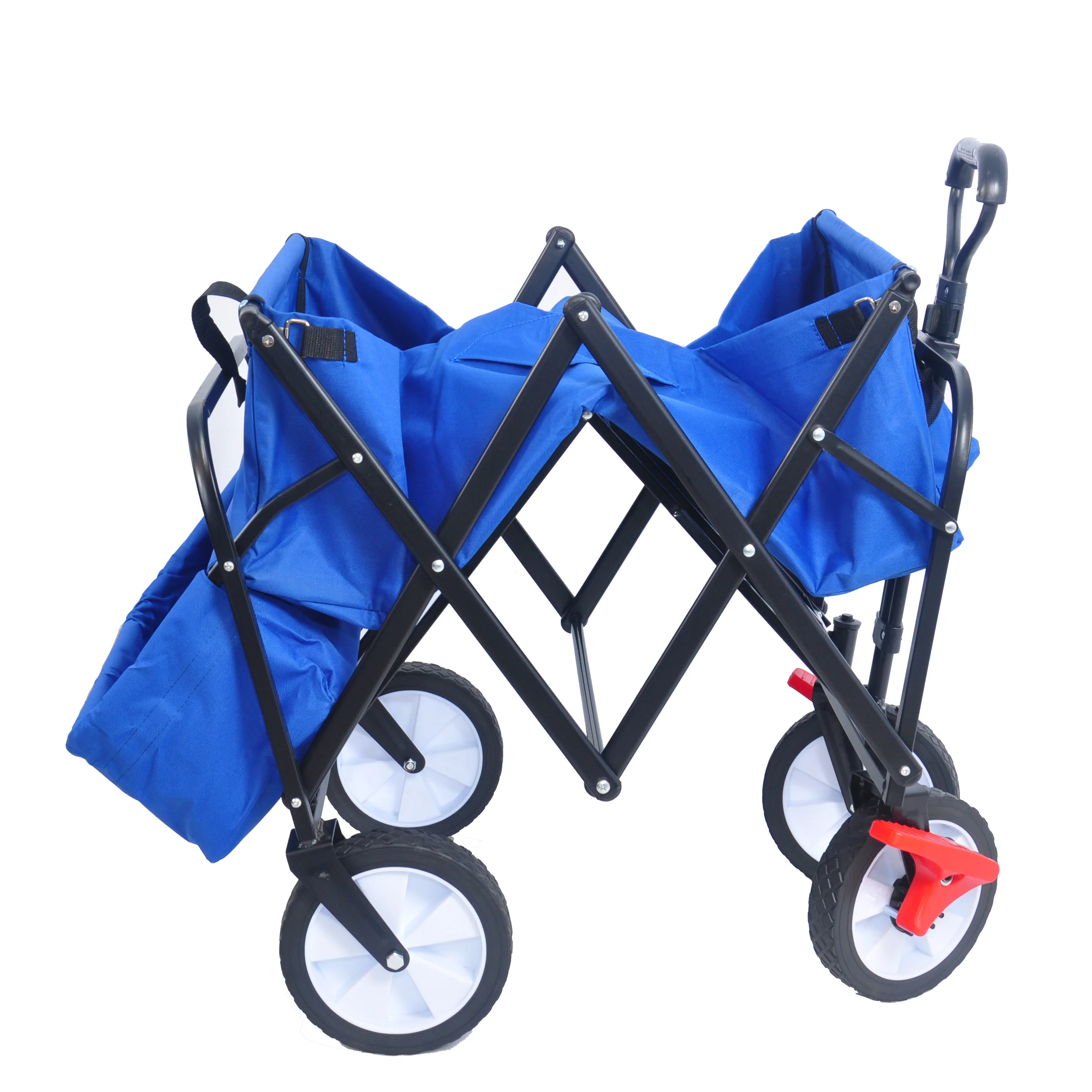 Folding wagon Collapsible Outdoor Utility Wagon Heavy Duty Folding Garden Portable Hand Cart Drink Holder Adjustable Handles