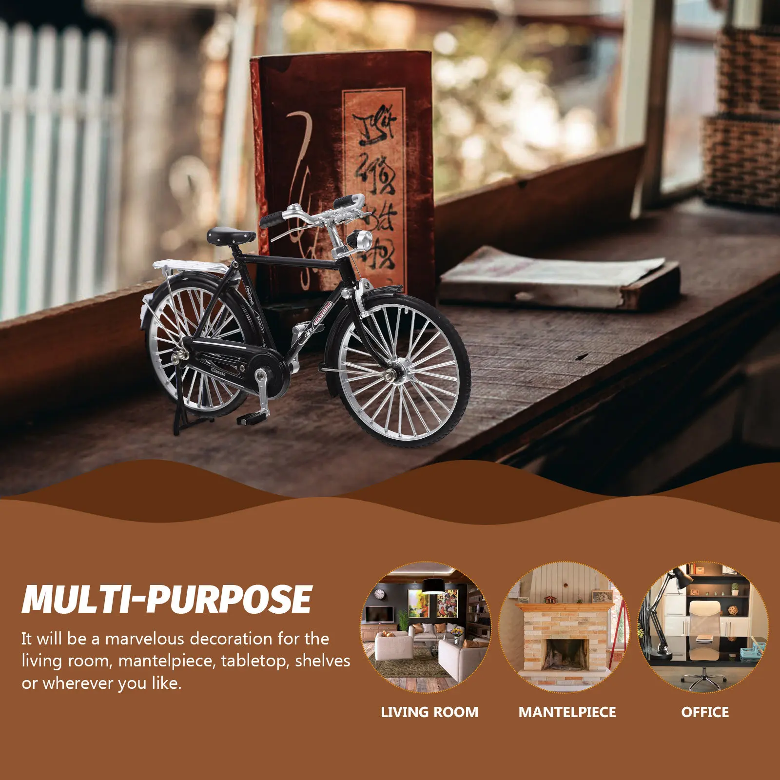 

Mini Bike Alloy Sculpture Lightweight Vintage Style Lifelike Cycling Decoration Home Desk Ornament Art Craft for Kids Room