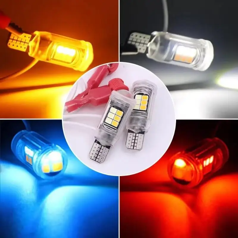 1 Pair T15/T10 Super Bright Turn Signal Bulb Colorful Dual Contact Motorcycle Signal Light W16W LED Bulb For Parking Fog Lights