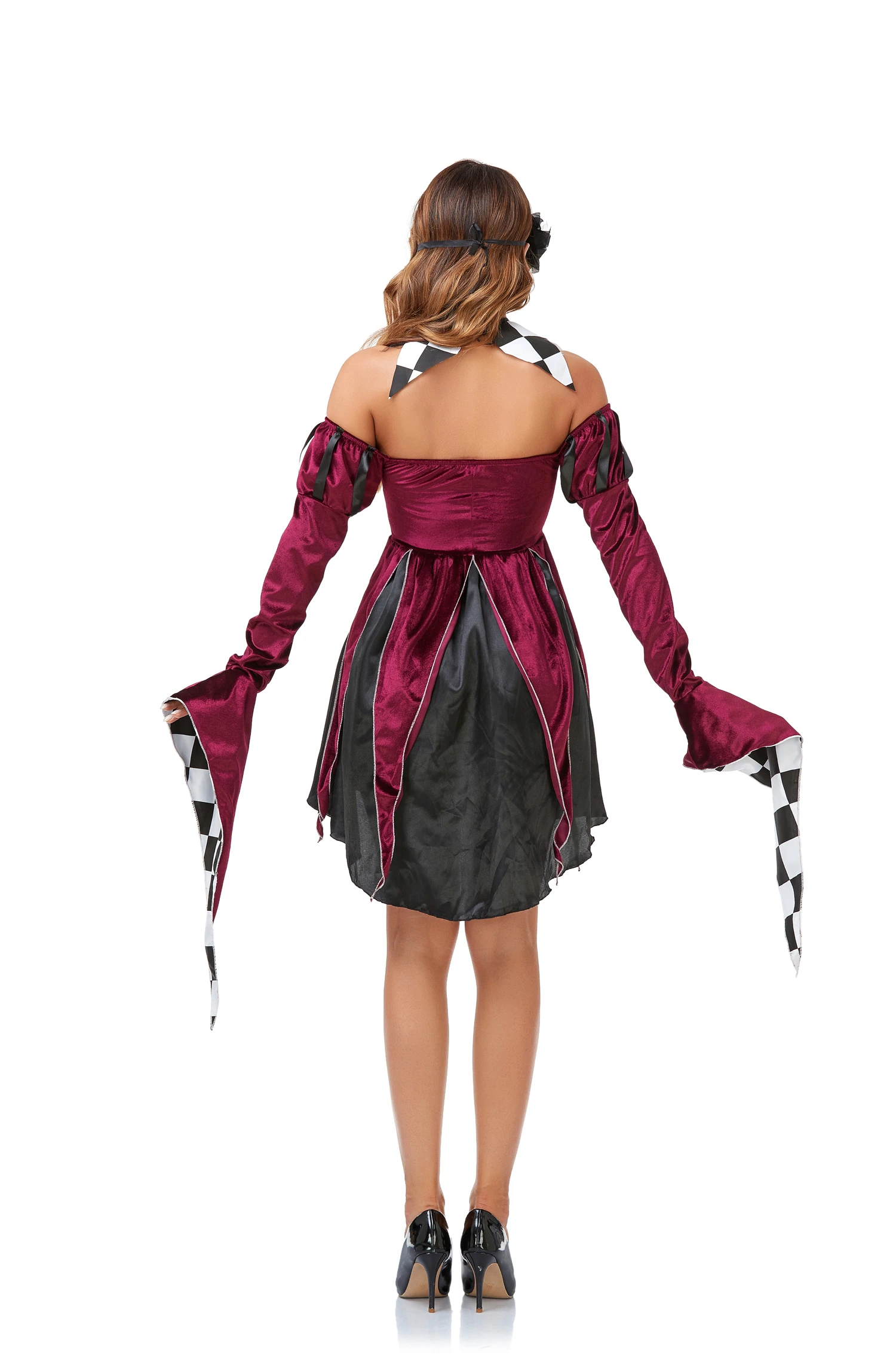 Halloween Purim Gothic Evil Witch Vampire Demon Cosplay Costume Carnival Party Naughty Circus Clown Monster Jester Fancy Dress