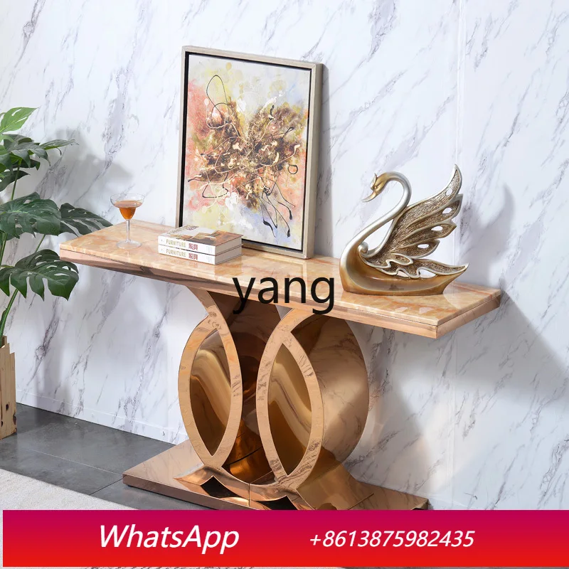 

LH modern stainless steel simple foyer porch cabinet aisle corridor modern marble porch table