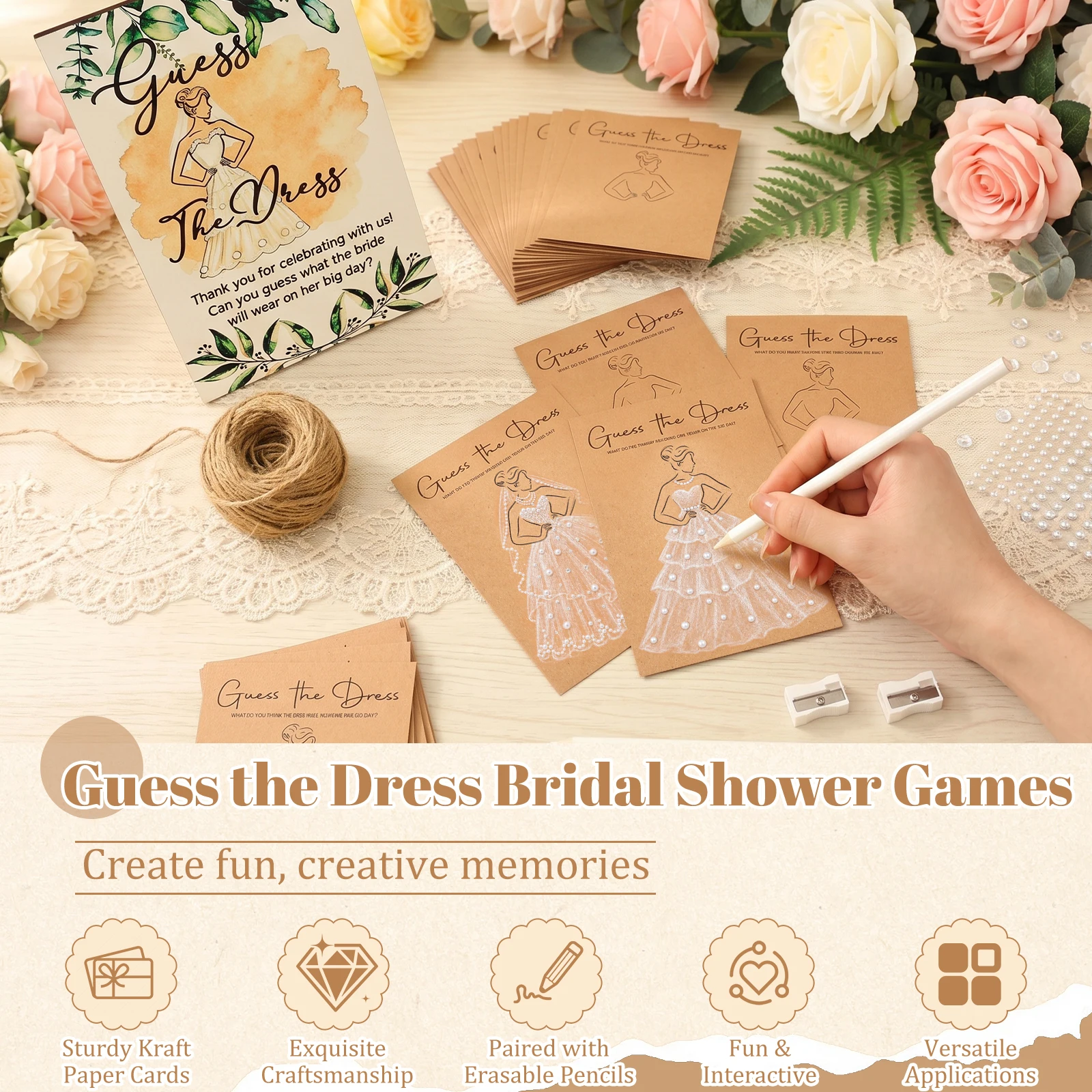 30 مجموعة من بطاقات لعبة فستان - مراجعة Party Games Bridal Shower وسعره