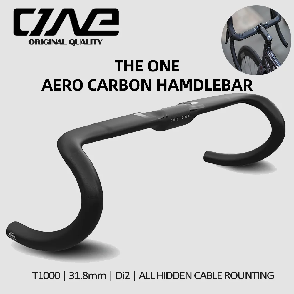 THE ONE AERO T1000 Road Handlebar 360mm/380mm/400mm/420mm Black Matt Fully Internal Routing Road Bicycle Gravel HandleBar