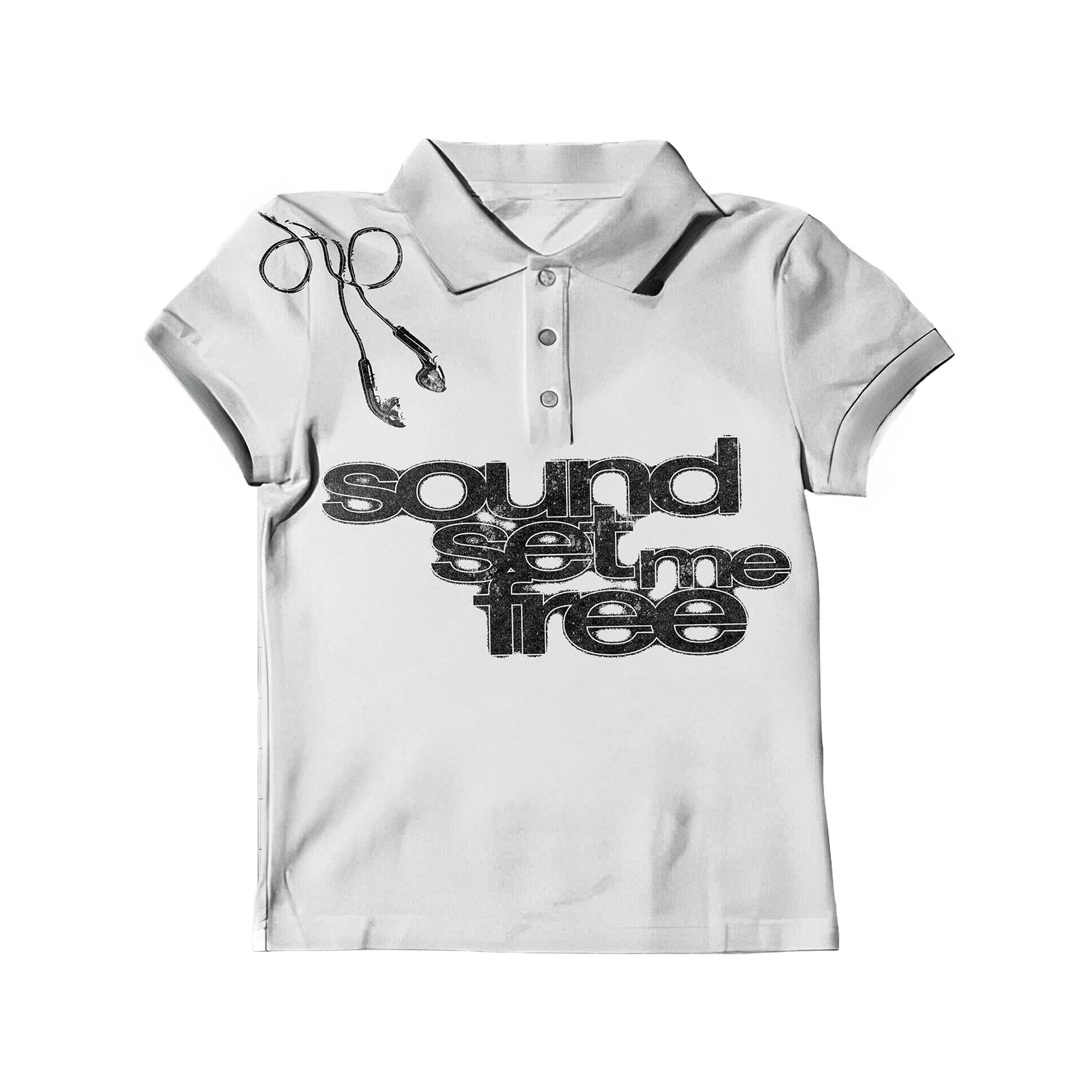 Sound Set Me Free Polo-shirts  America Retro Street Minimalist and Fashionable Hip Hop Y2K Print Polo Shirt Men's Polo Summer