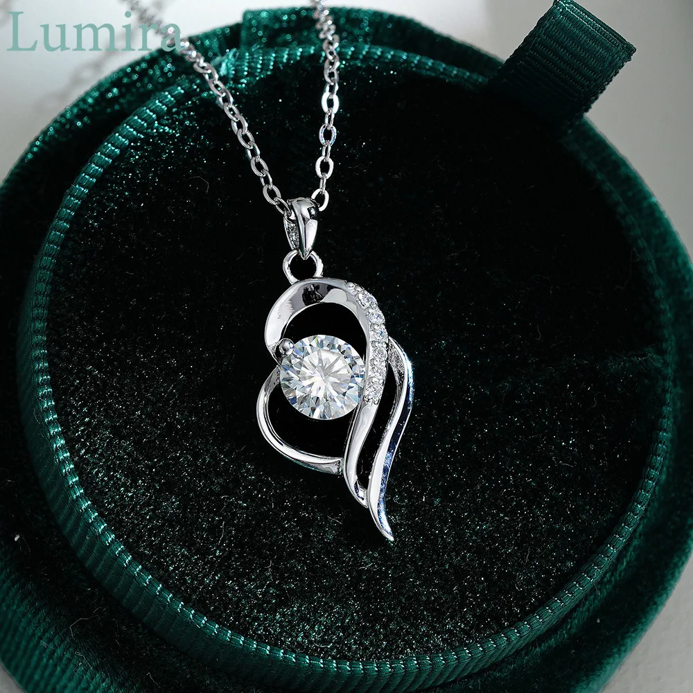 

Lumira Women's Fashion Classic Platinum PT950 Necklace Wrap-Style D Color 1 Carat Moissanite Pendant Wedding Fine Jewelry Gifts