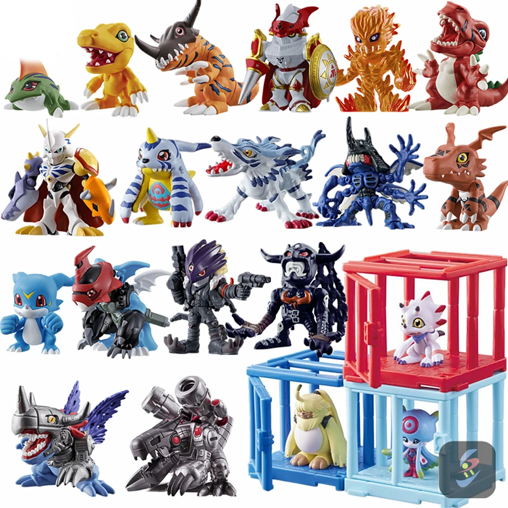 Anime Digital Monster Figure With Cage Agumon Betamon Greymon V-mon Paildramon Anime Action Digimon Toys Kids Birthday Xmas Gift