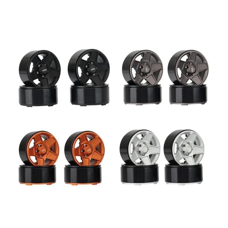 4PCS Metal 1.9 Beadlock 5-Spokes Wheel Rims Hub For 1/10 RC Crawler Car Traxxas TRX4 D90 D110 Axial SCX10 90046