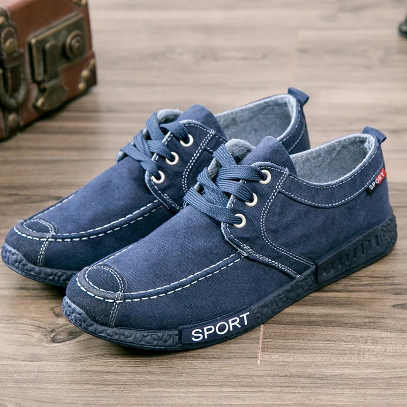 New Spring/Autumn Men's Canvas Shoes Breathable Lace-up Casual Shoes Fashion Vulcanize Shoes Outdoor Non-slip Sneakers
