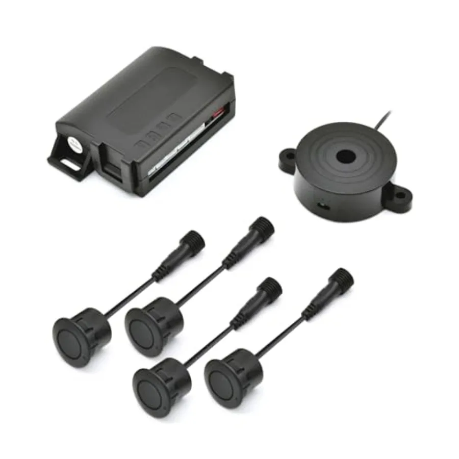 

Car rear parking sensor kit for automotive use, ABS plastic, black, with buzzer, 4 x 58kHz OE-standard sensors, auto tow-bar re