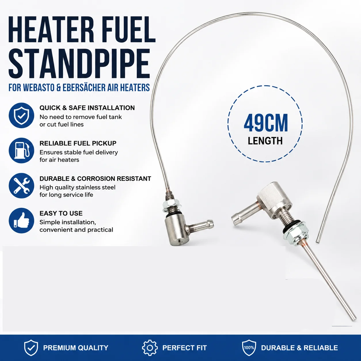 

49cm Fuel Tank Standpipe for Webasto Eberspacher Air Heaters,Diesel Pickup Tube Car Truck Boat Parking Heater Fuel Line Fittings