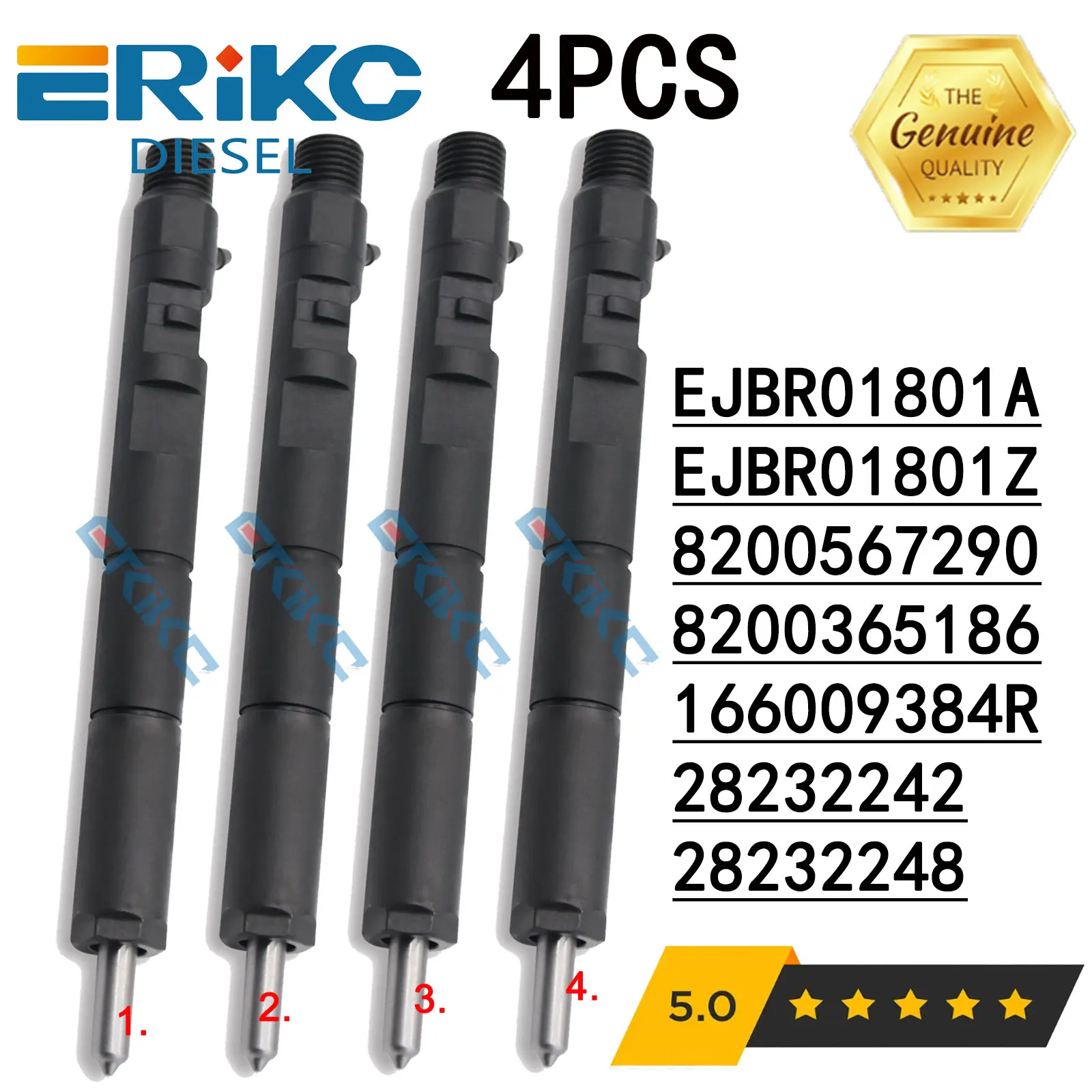 

Новый Дизельный топливный инжектор EJBR01801A, 4 шт., EJBR01801Z для Renault Clio Kangoo Megane Scenic 1,5 DCi 2001- 8200049873