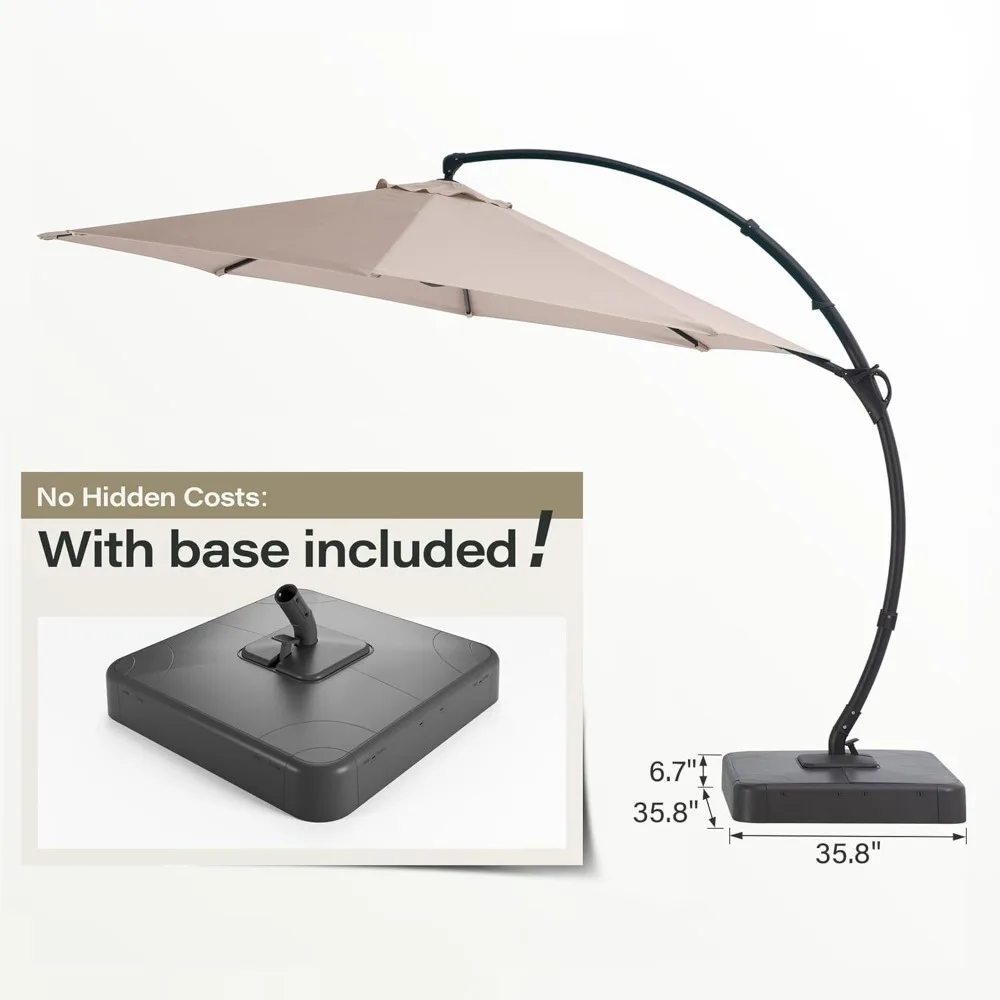 مظلة فناء معلقة أنيقة بطول 11 قدم مع قاعدة متضمنة - مظلة LAUSAINT HOME الفاخرة